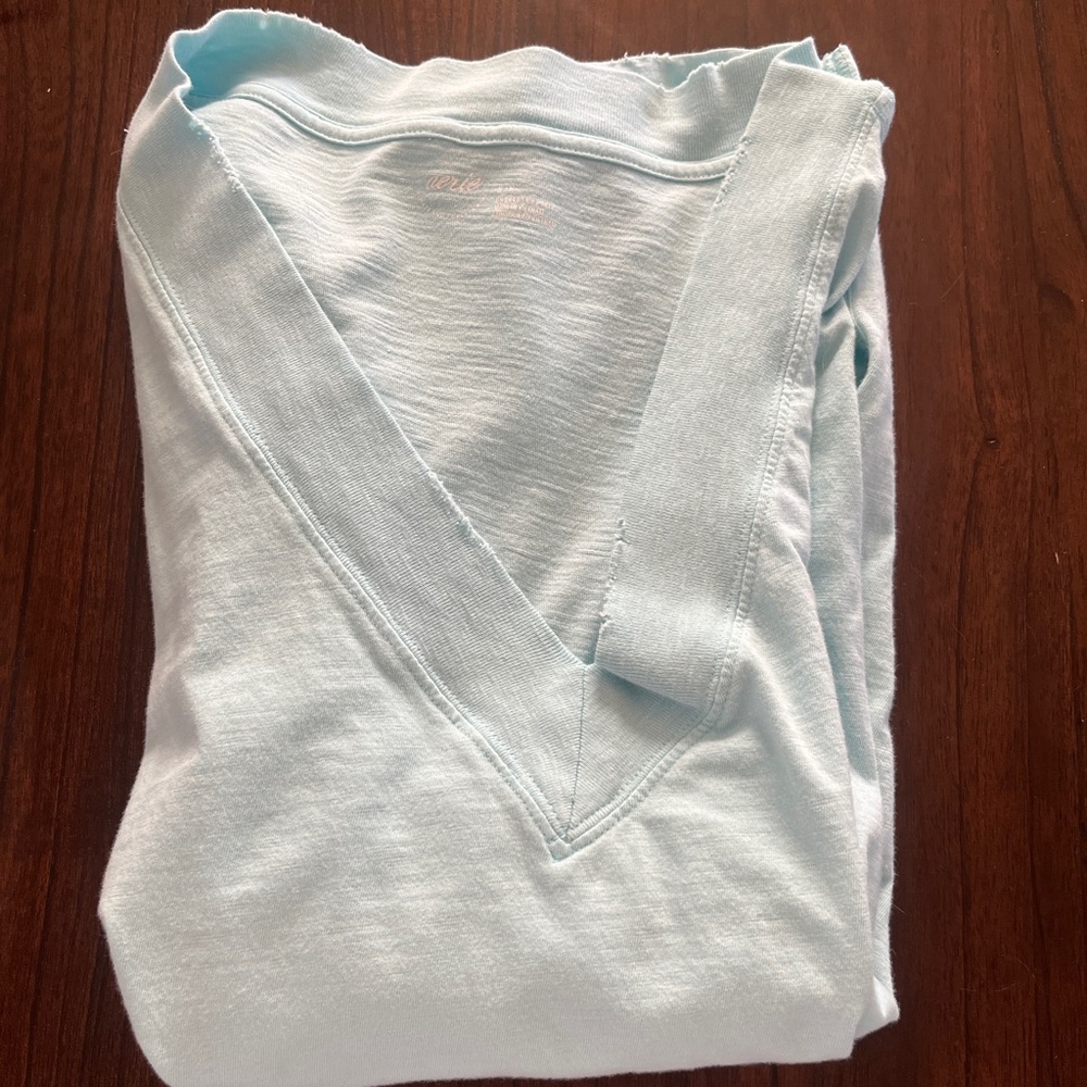 Light Blue V-Neck Aerie Oversized Tshirt